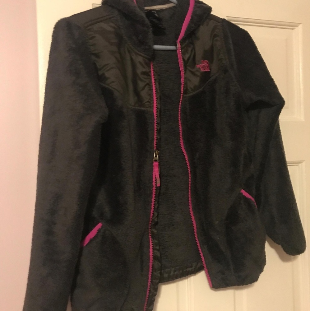 Girls Northface grey/pink trim